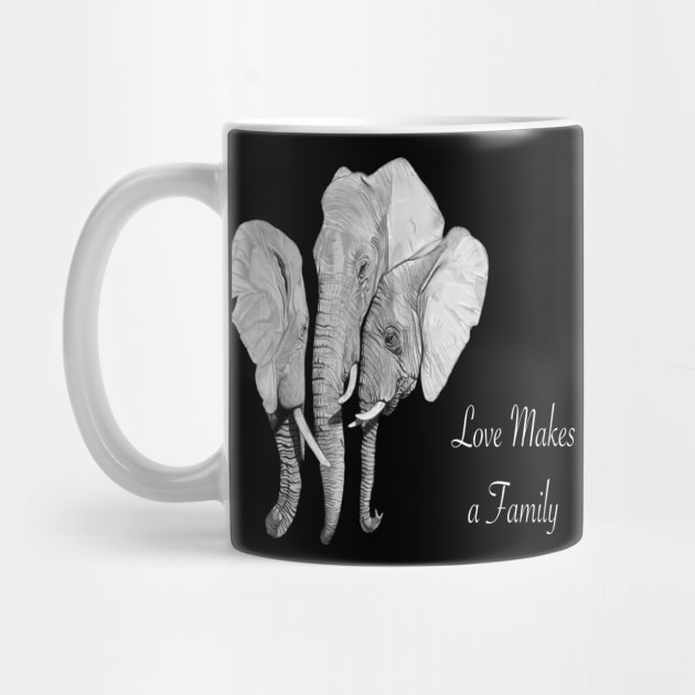 Elephant family - love makes a family - naming day - adoption - christening - baptism by IslesArt